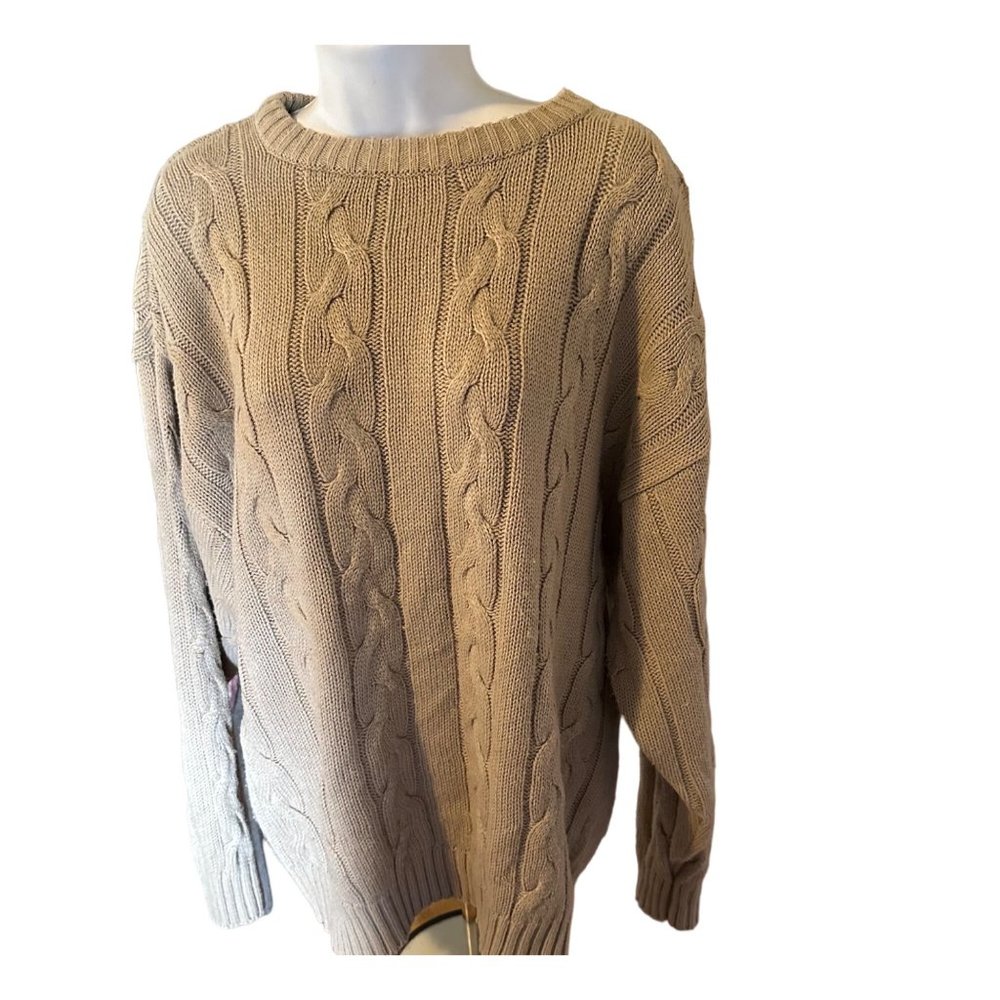Bugle Boy Originals tn brown cable knit crew neck sweater size XL